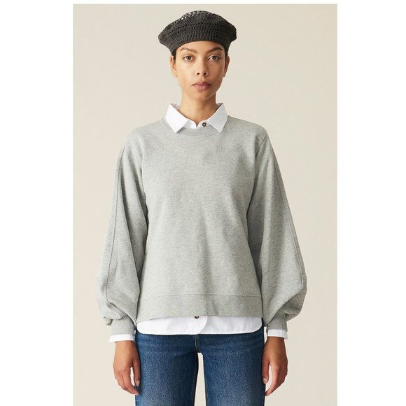 Ganni Software Isoli Sweatshirt / Size XS / Paloma Melange Grey Oversized - Picture 1 of 11